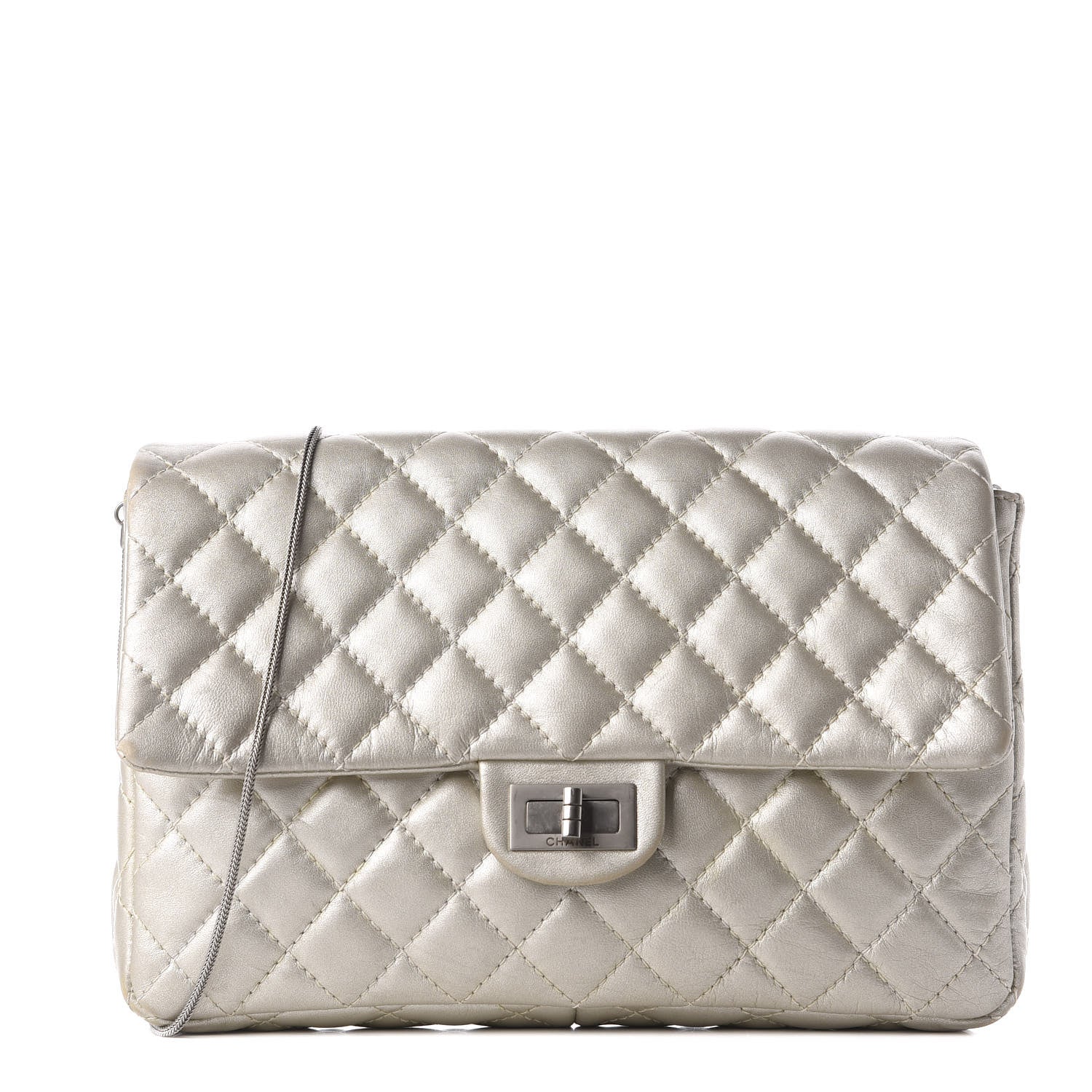 Chanel Metallic Calfskin Quilted 2.55 Reissue Clutch Silver 1 of 9