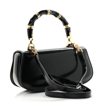 Gucci Shiny Polished Calfskin Medium Bamboo Diva Black 4 of 10