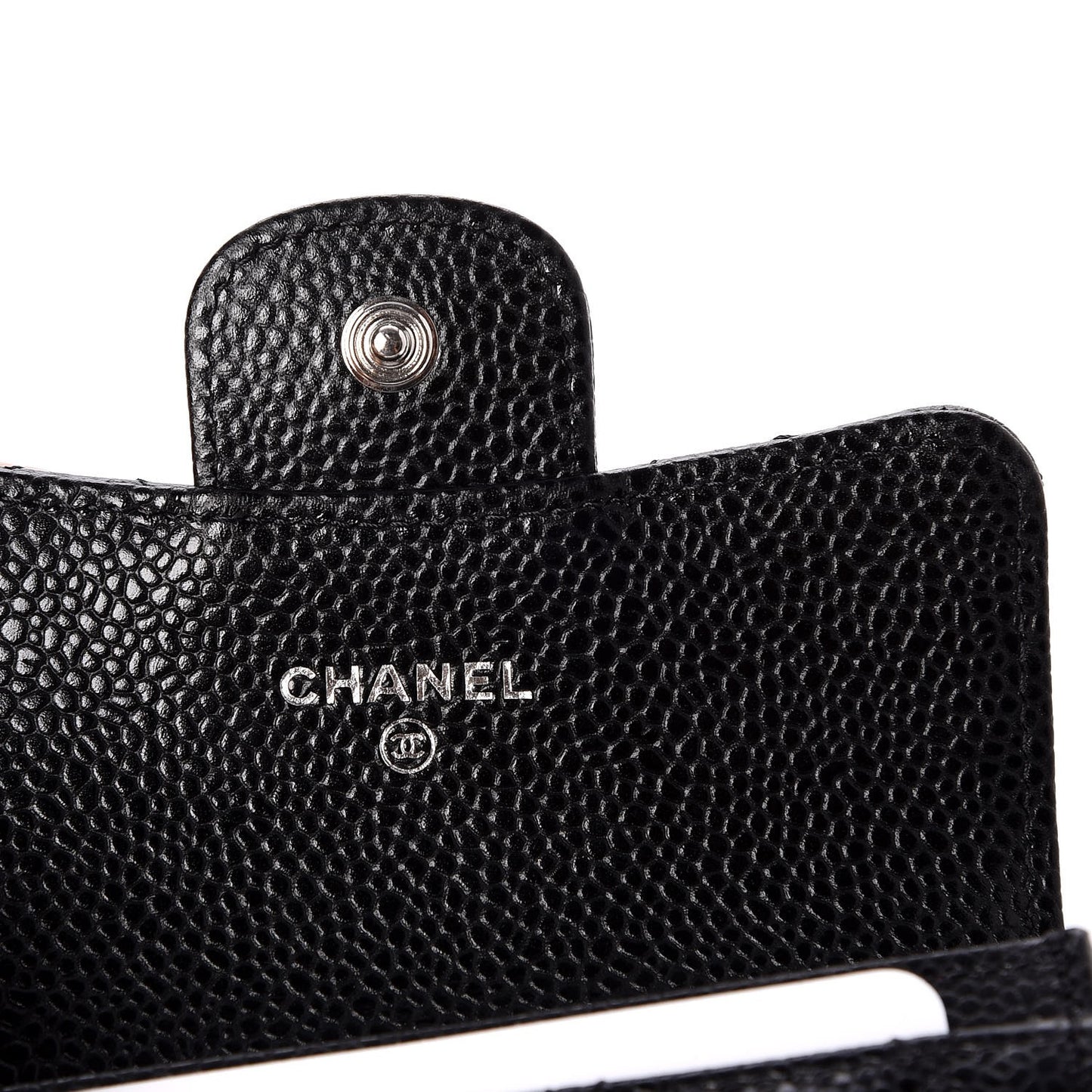Caviar Quilted Flap Card Holder Black