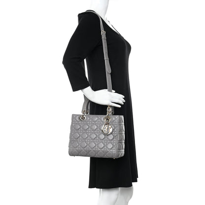 Christian Dior Lambskin Cannage Medium Lady Dior Grey 2 of 9