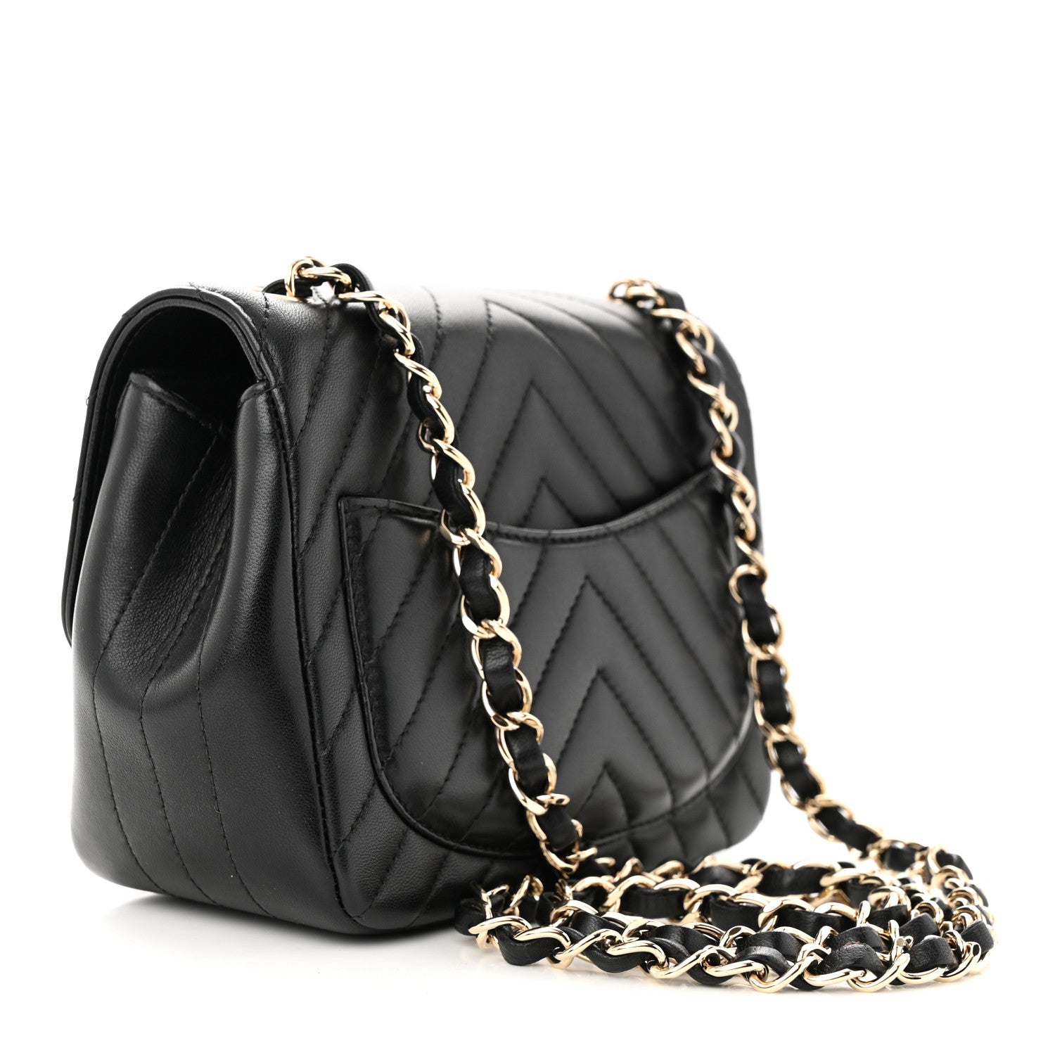 Chanel Lambskin Chevron Quilted Mini Square Flap Black 3 of 11