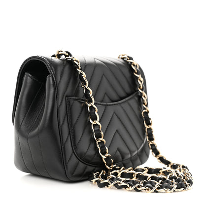 Chanel Lambskin Chevron Quilted Mini Square Flap Black 3 of 11