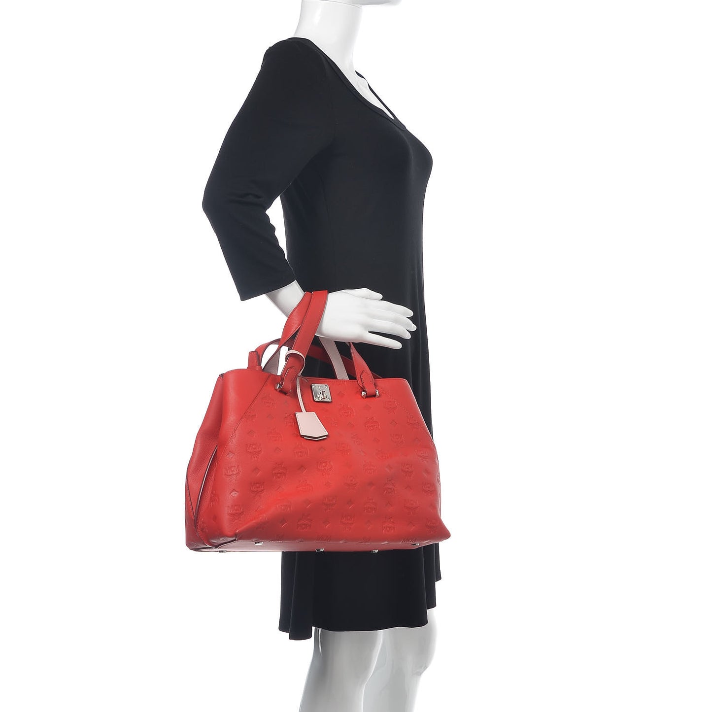 Calfskin Ottomar Monogram Large Essential Tote Viva Red