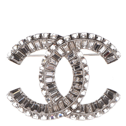 Chanel Baguette Crystal CC Brooch Silver 1 of 5