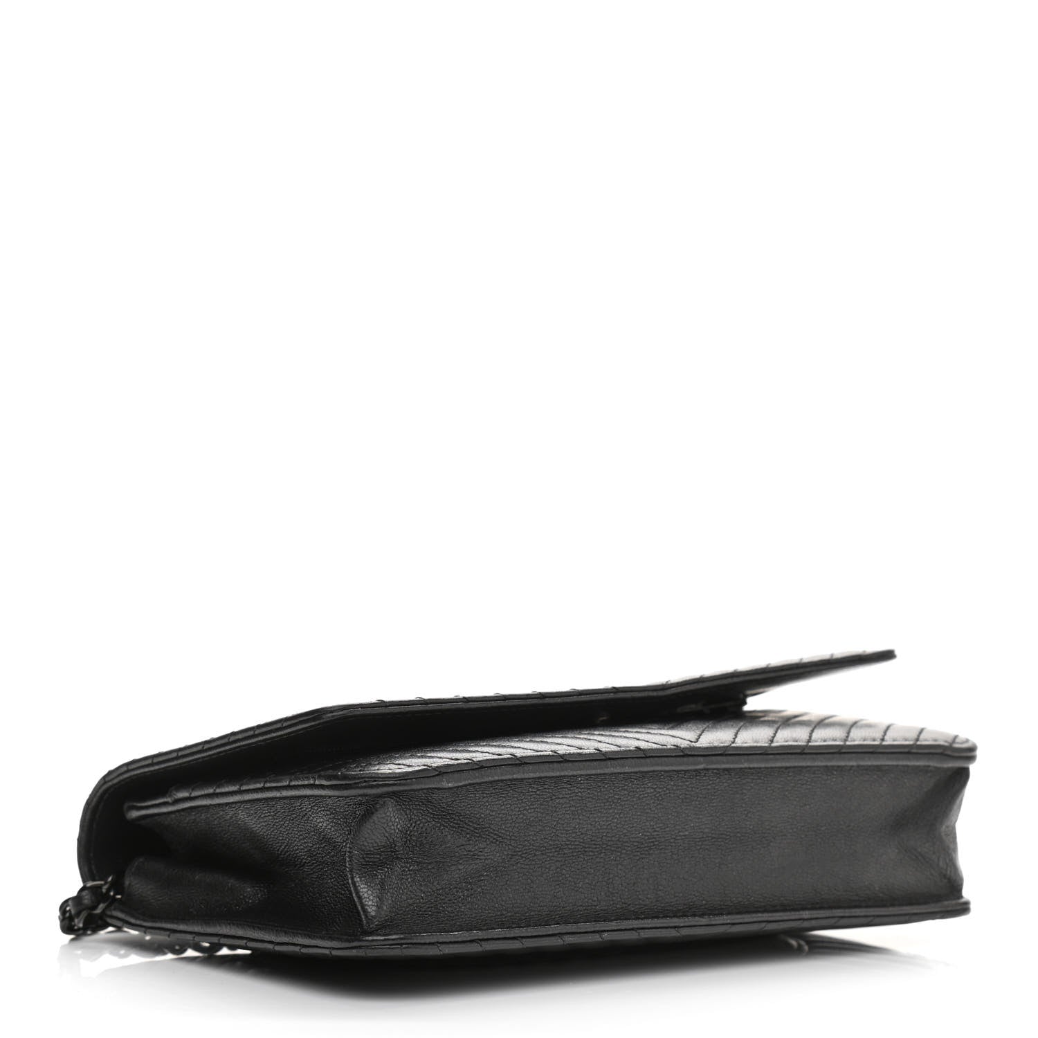 Chanel Lambskin Chevron Quilted Wallet On Chain WOC So Black 4 of 13