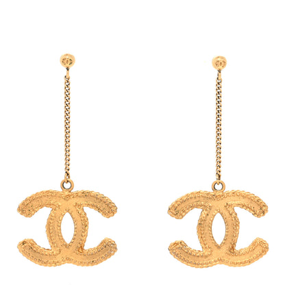 Chanel CC Drop Earrings Matte Gold 1 of 5