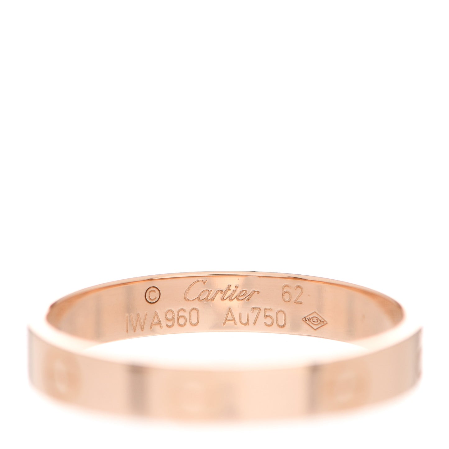 18K Pink Gold 3.5mm LOVE Wedding Band Ring 62 10