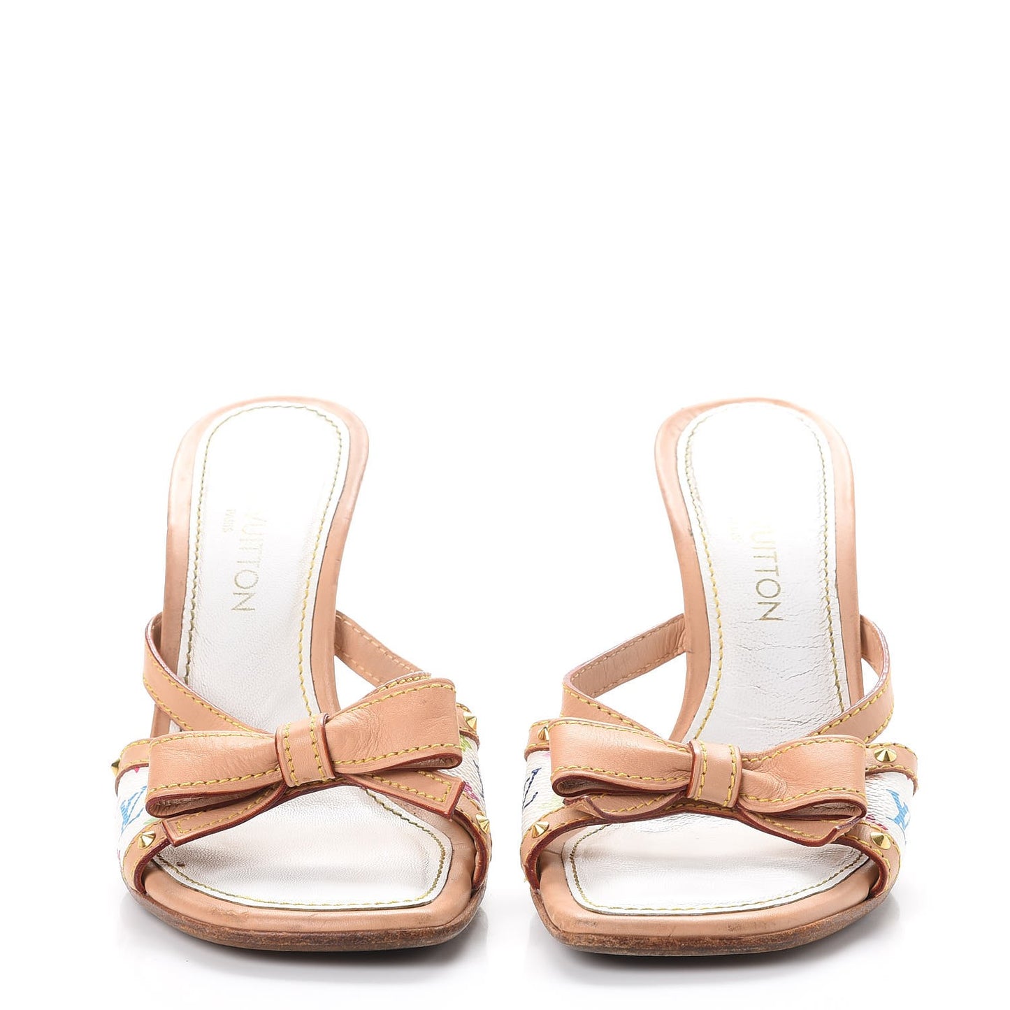 Monogram Multicolor Bow Wedge Sandals 39 White