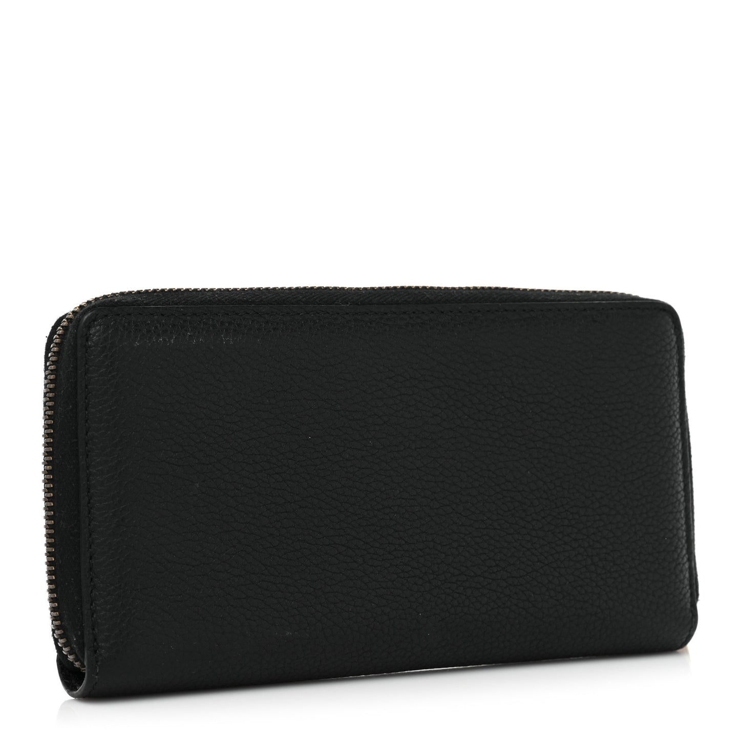 Calfskin Logo Zip Around Wallet Black