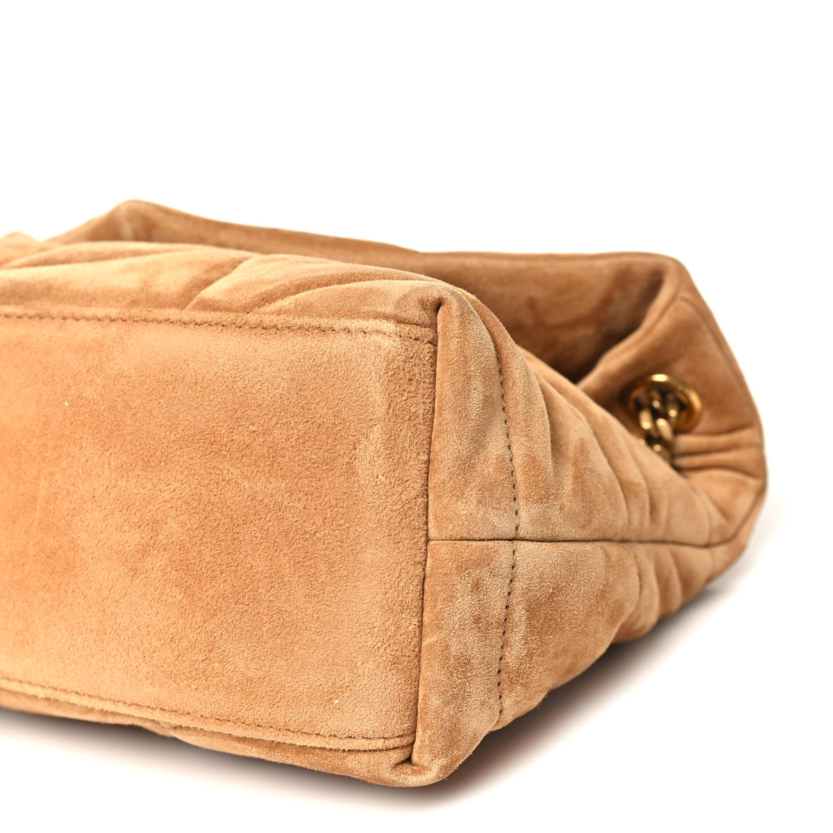 Suede Calfskin Quilted Small Loulou Puffer Monogram Chain Satchel Cinnamon