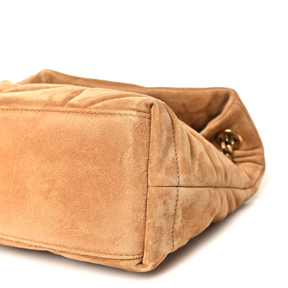 Saint Laurent Suede Calfskin Quilted Small Loulou Puffer Monogram Chain Satchel Cinnamon 10 of 11