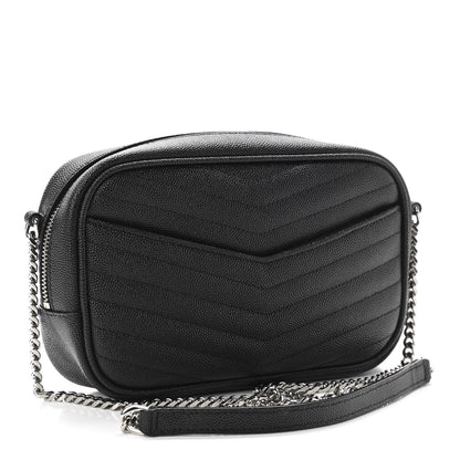 Saint Laurent Grain De Poudre Matelasse Monogram Mini Lou Camera Bag Black 3 of 11