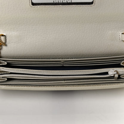 Gucci Textured Calfskin Web Ophidia Wallet On Chain Mystic White 5 of 12