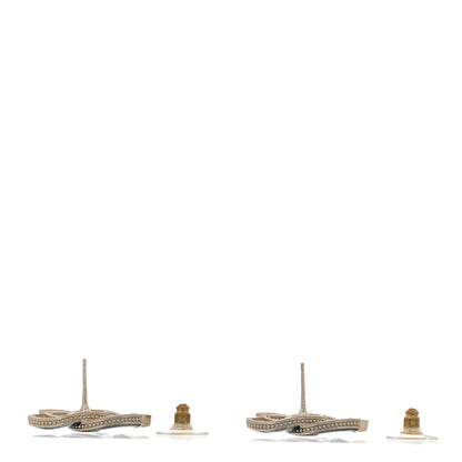 Chanel Enamel CC Earrings Black Gold 2 of 4