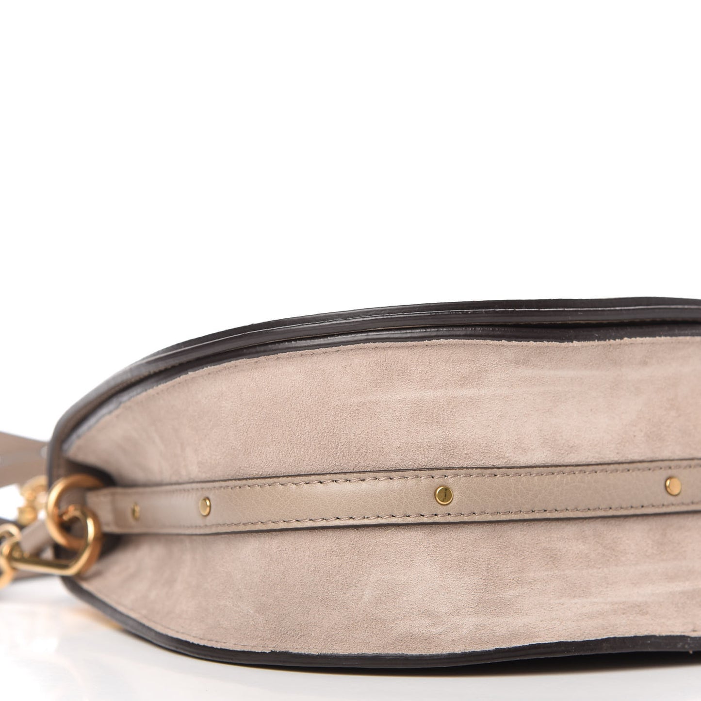 Calfskin Suede Medium Nile Bracelet Bag Motty Grey