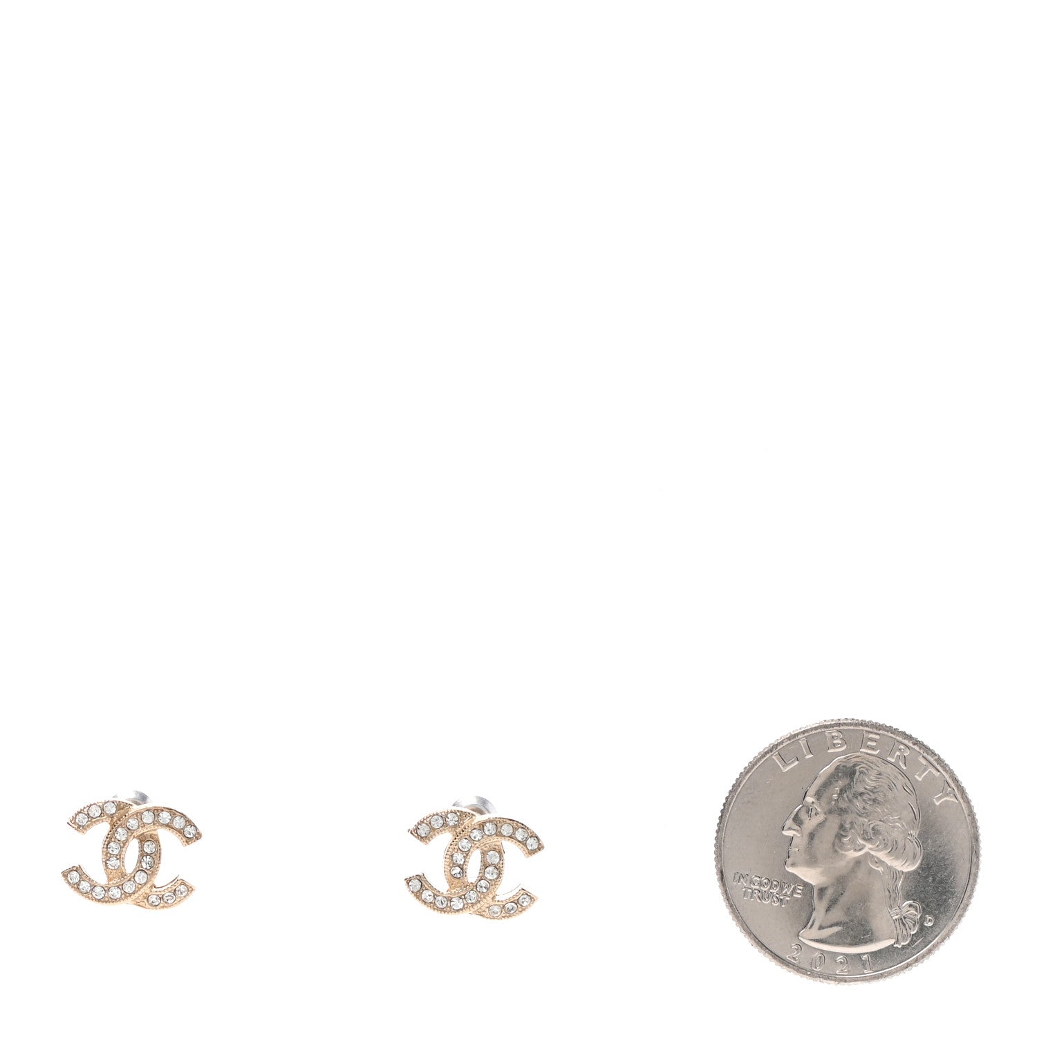 Chanel Crystal CC Earrings Gold 2 of 4
