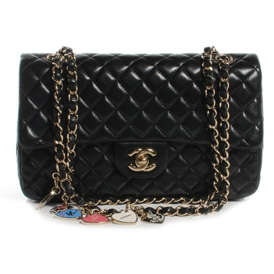 Chanel Lambskin Quilted Valentine Charms Medium Single Flap Black 1 of 8