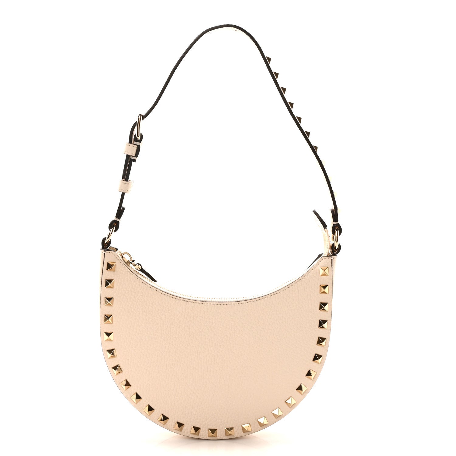 Valentino Garavani Grainy Calfskin Mini Rockstud Hobo Ivory 1 of 10