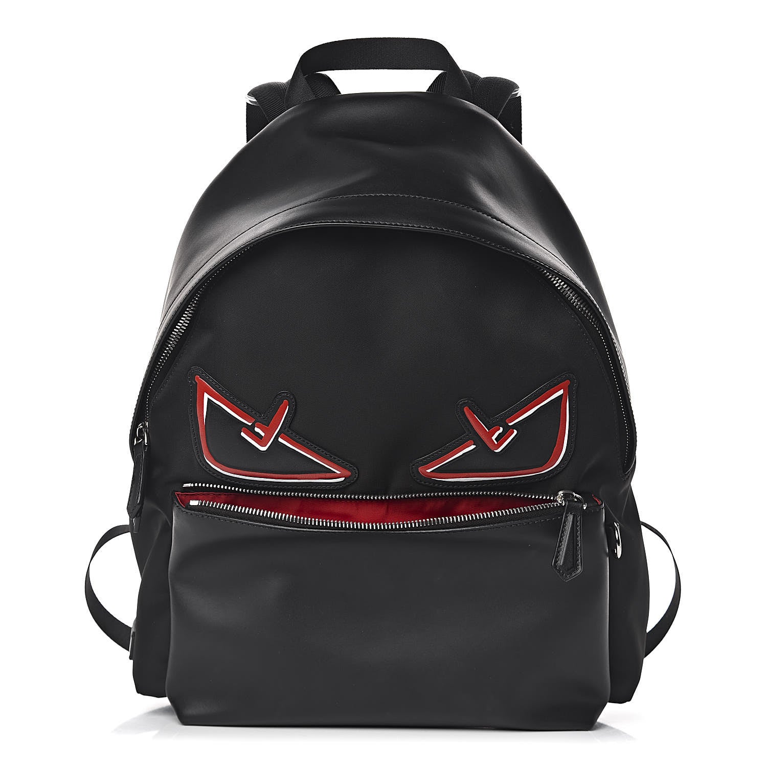 Fendi Nylon Calfskin Bad Bug Pouch Pocket Backpack Black Rosso 1 of 11