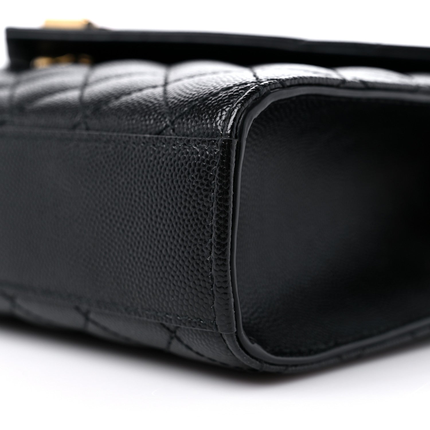 Saint Laurent Grain De Poudre Textured Mixed Matelasse Triquilt Medium Monogram Satchel Black 9 of 9