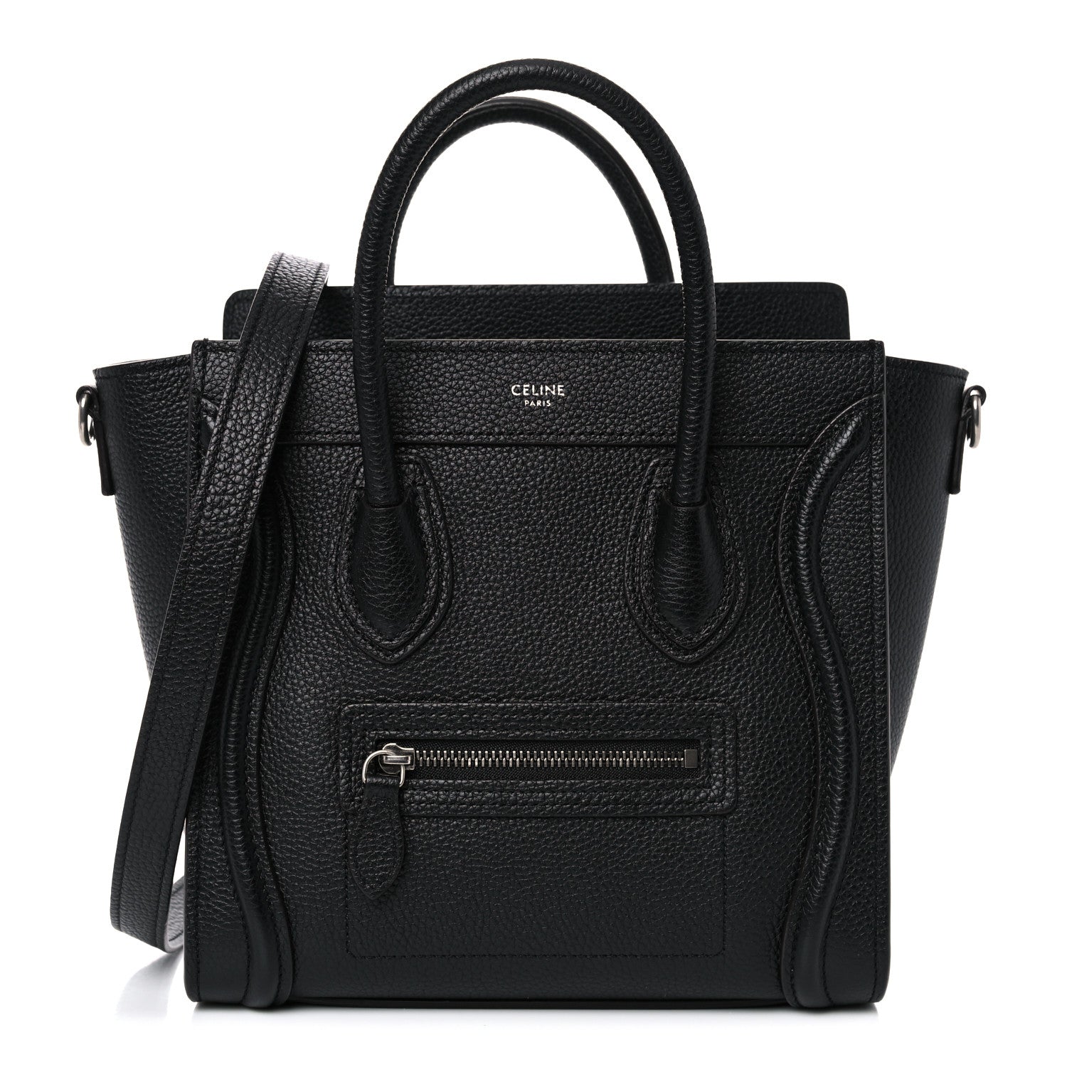 Celine Drummed Calfskin Nano Luggage Black 1 of 10