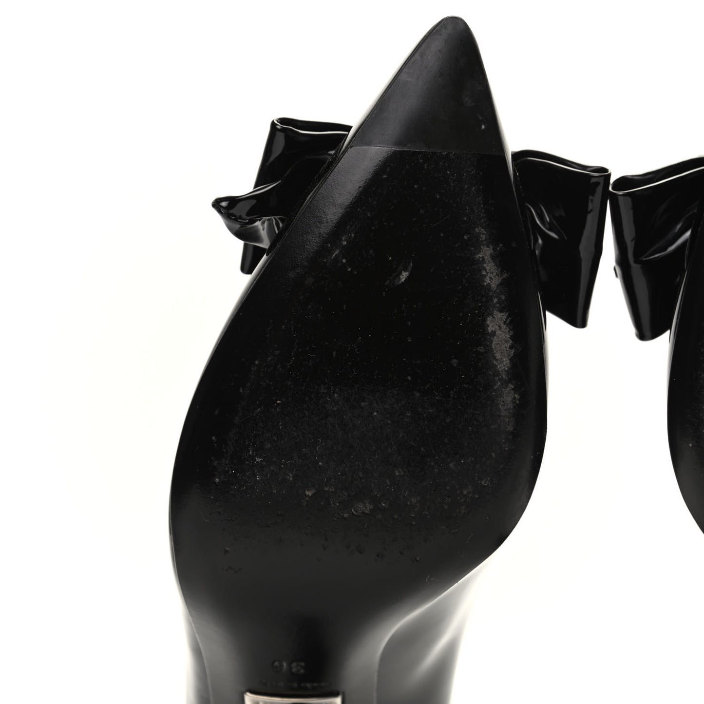 Patent Bow Mid Heel Pumps 36 Black