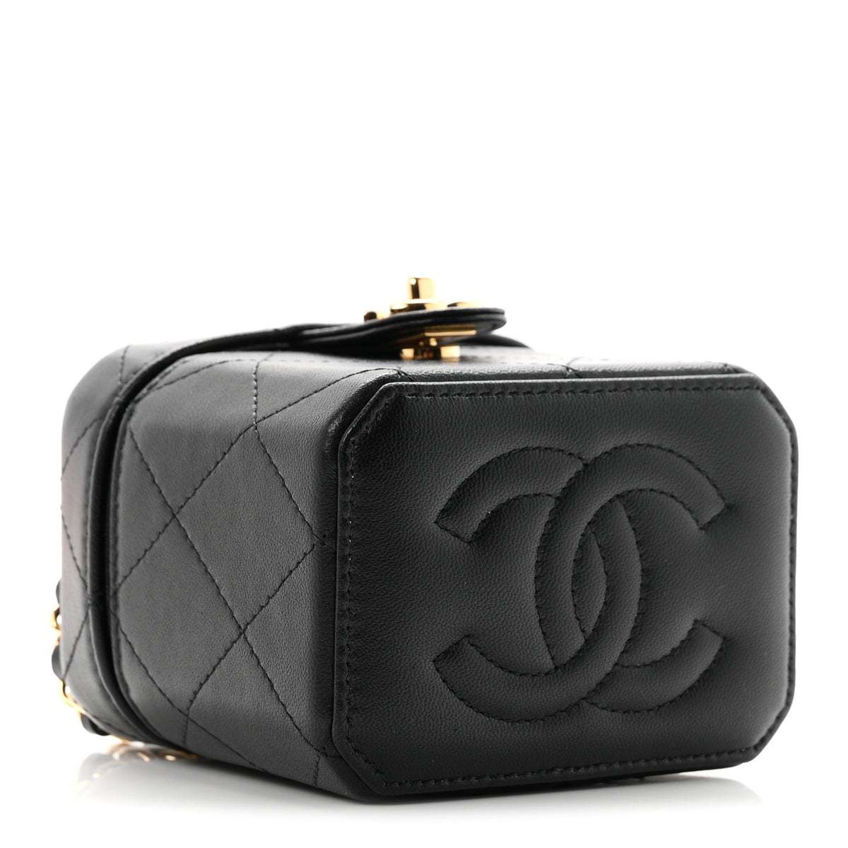 Chanel Lambskin Quilted Vanity Clutch With Chain Black 4 of 11