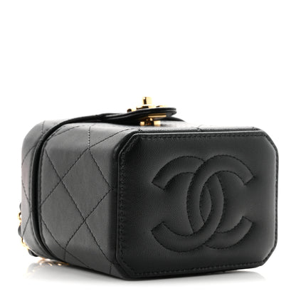 Chanel Lambskin Quilted Vanity Clutch With Chain Black 4 of 11