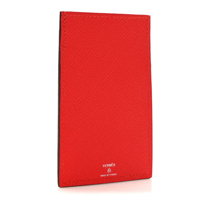Hermes Epsom Evercolor Lizard Taurillon Clemence Petit Owl Card Holder Rose Mexico Mauve Pale Rouge Tomate Orange 3 of 7
