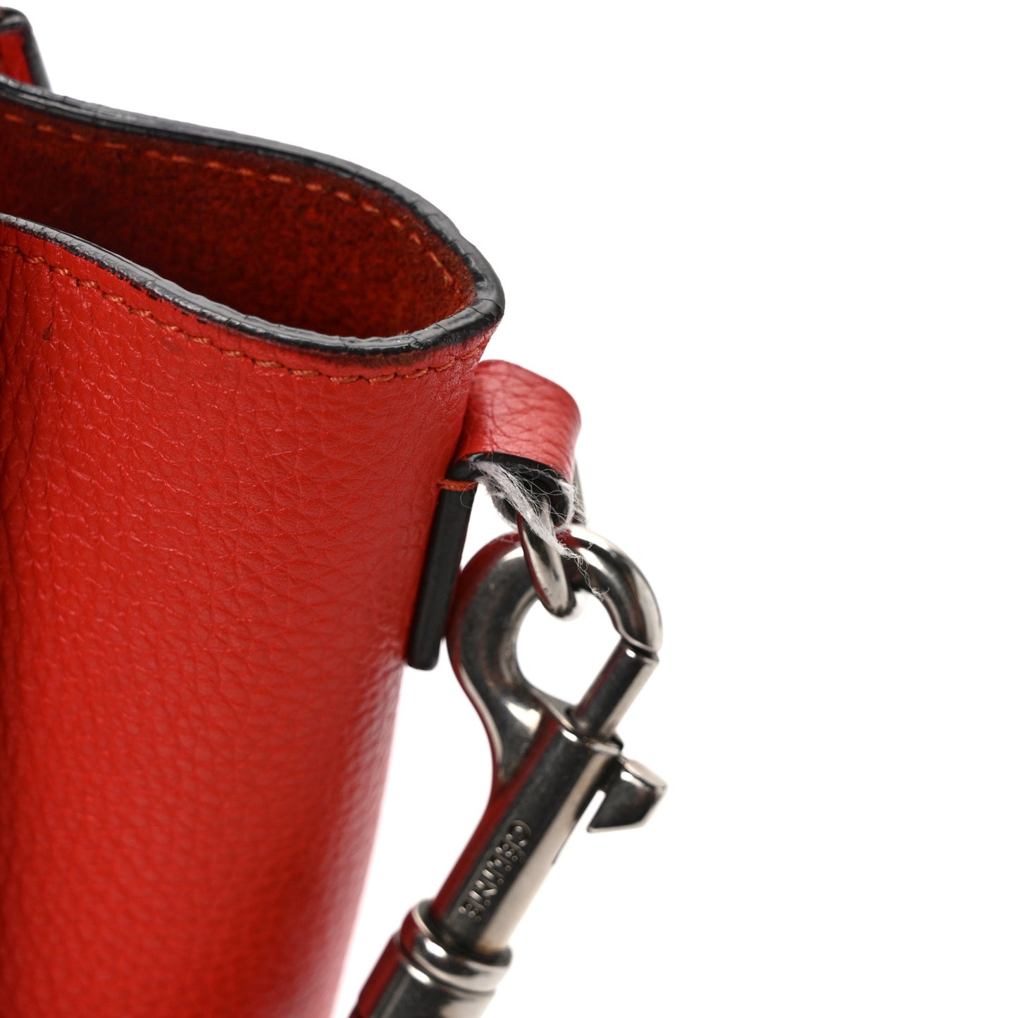 Drummed Calfskin Nano Luggage Vermillion