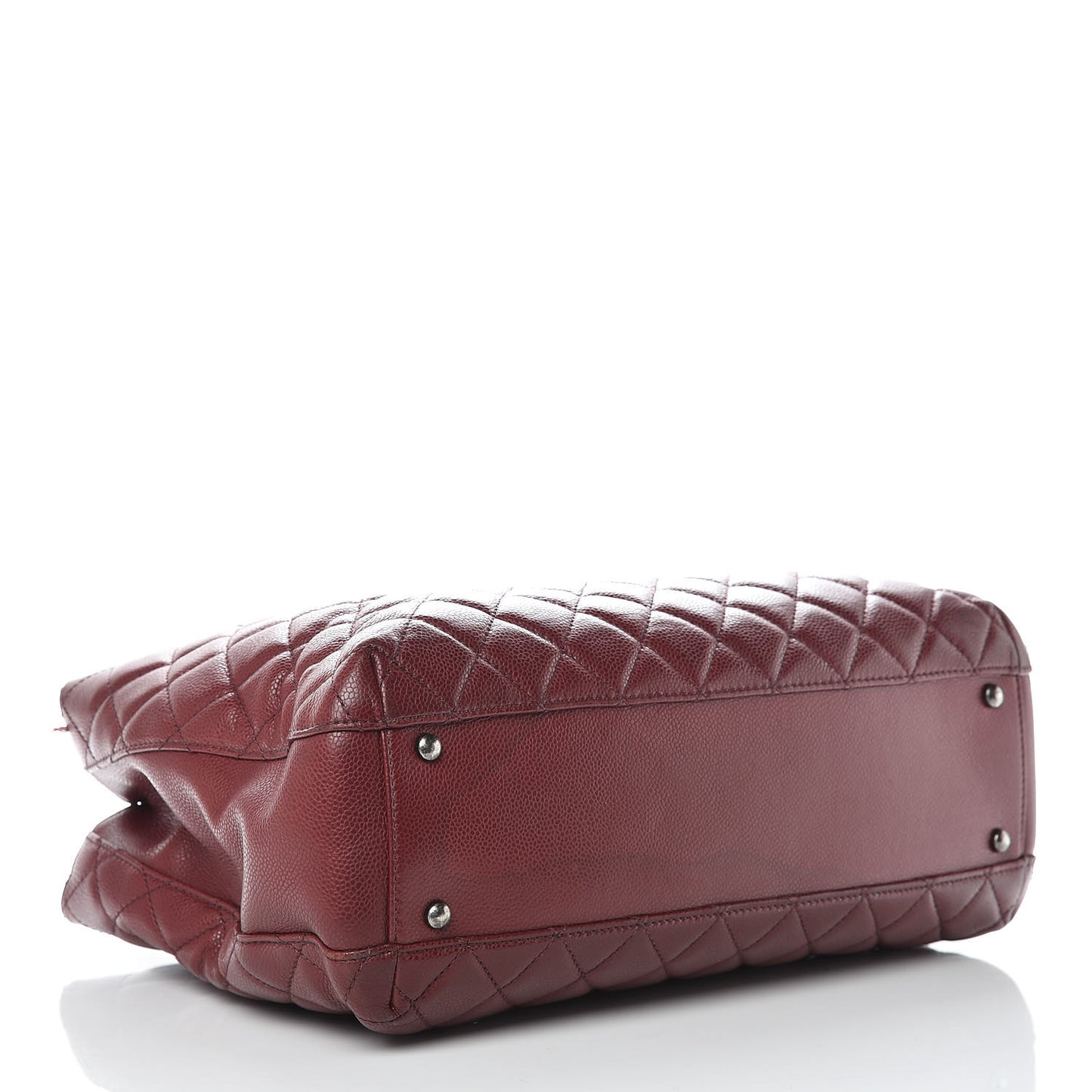 Caviar Quilted City Shopping Tote Dark Red