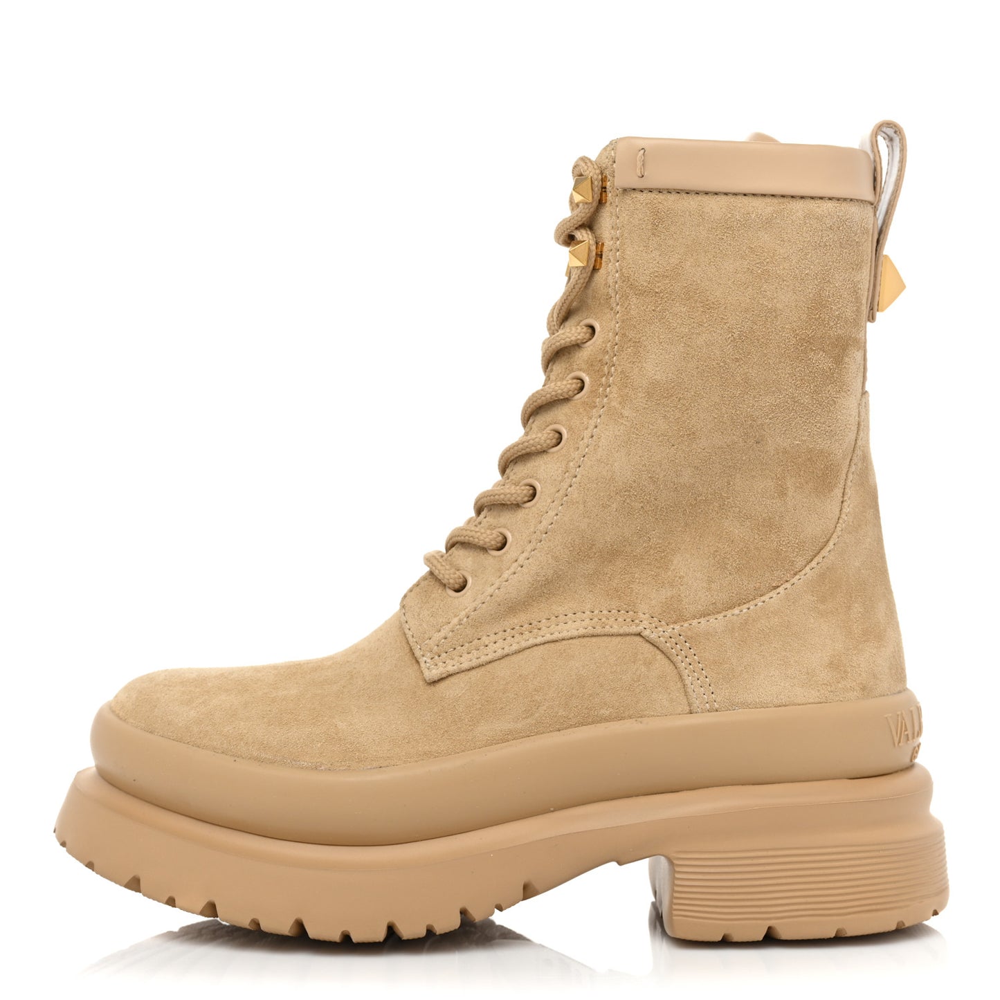 Suede Roman Stud 30/50mm Combat Boots 37 Sabbia