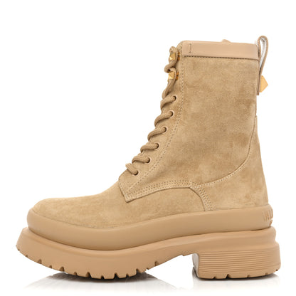Valentino Garavani Suede Roman Stud 30/50mm Combat Boots 37 Sabbia 1 of 11