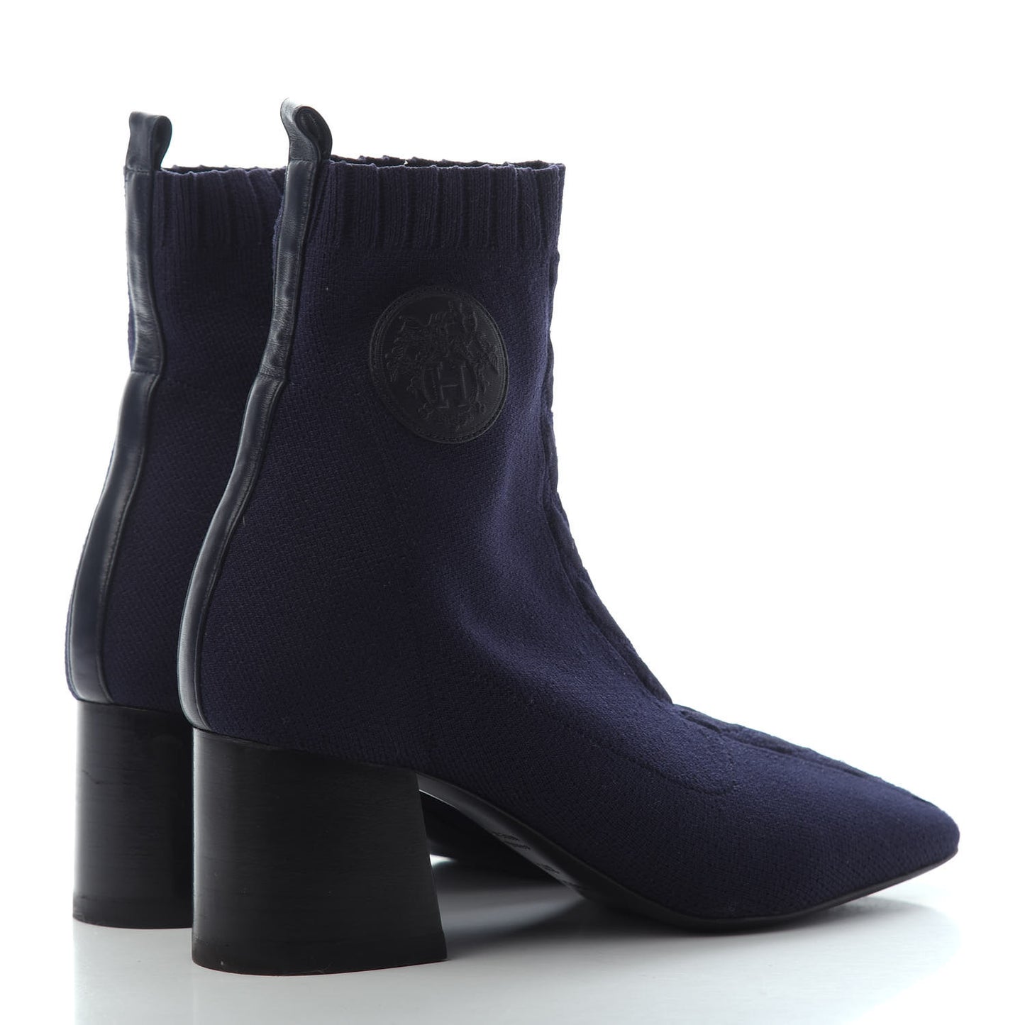 Knit Calfskin Volver Ankle Boots 37.5 Bleu Diplomatique