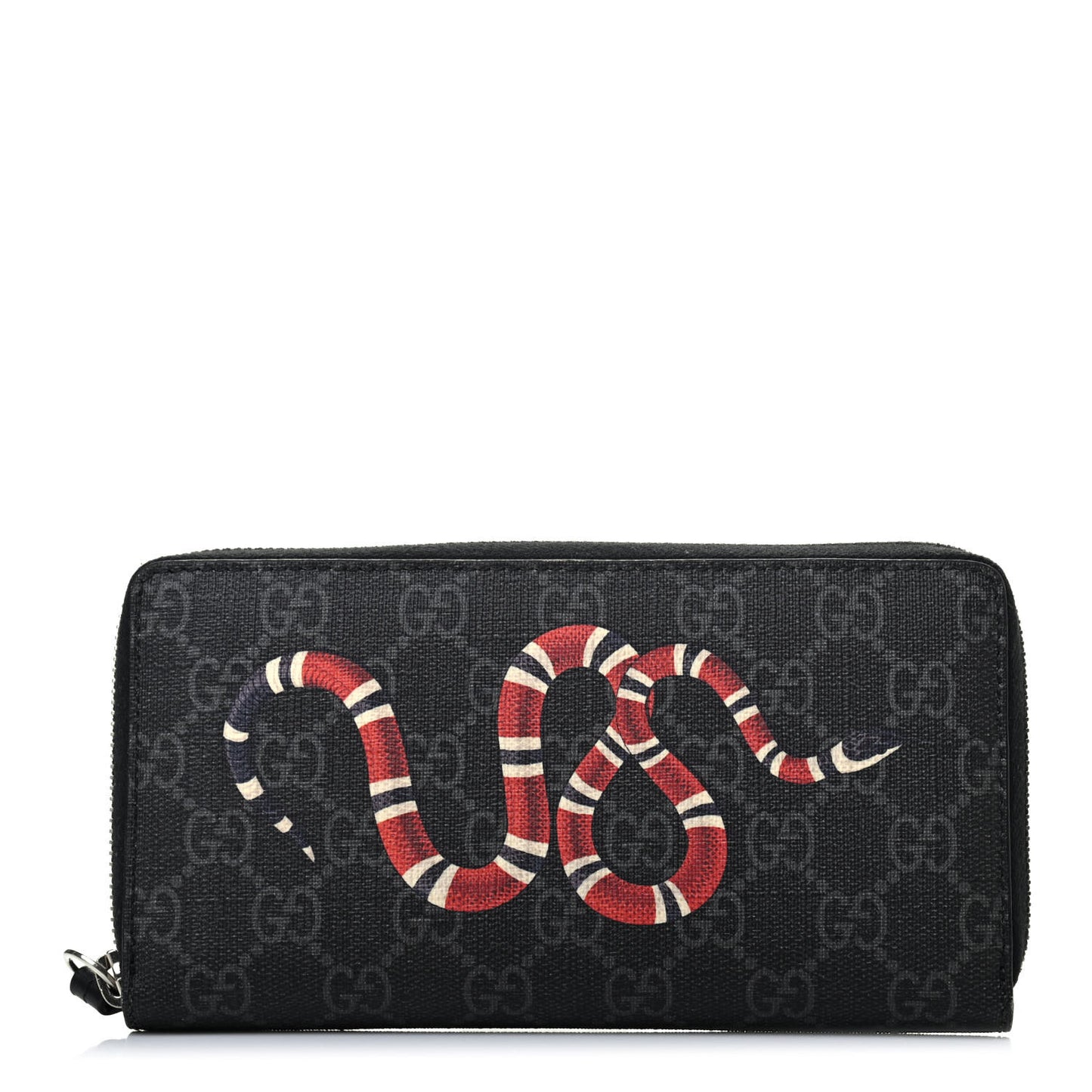 GG Supreme Monogram Kingsnake Zip Around Wallet Black Grey