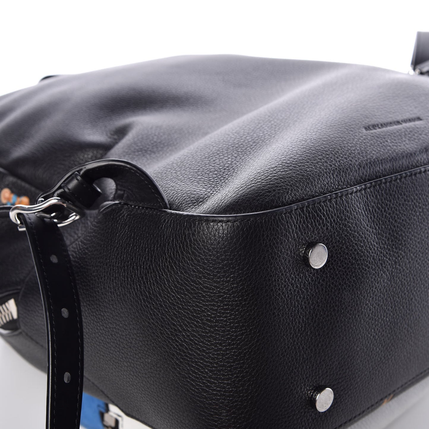 Pebbled Calfskin Suede Embroidered Bikini Babe Backpack Black