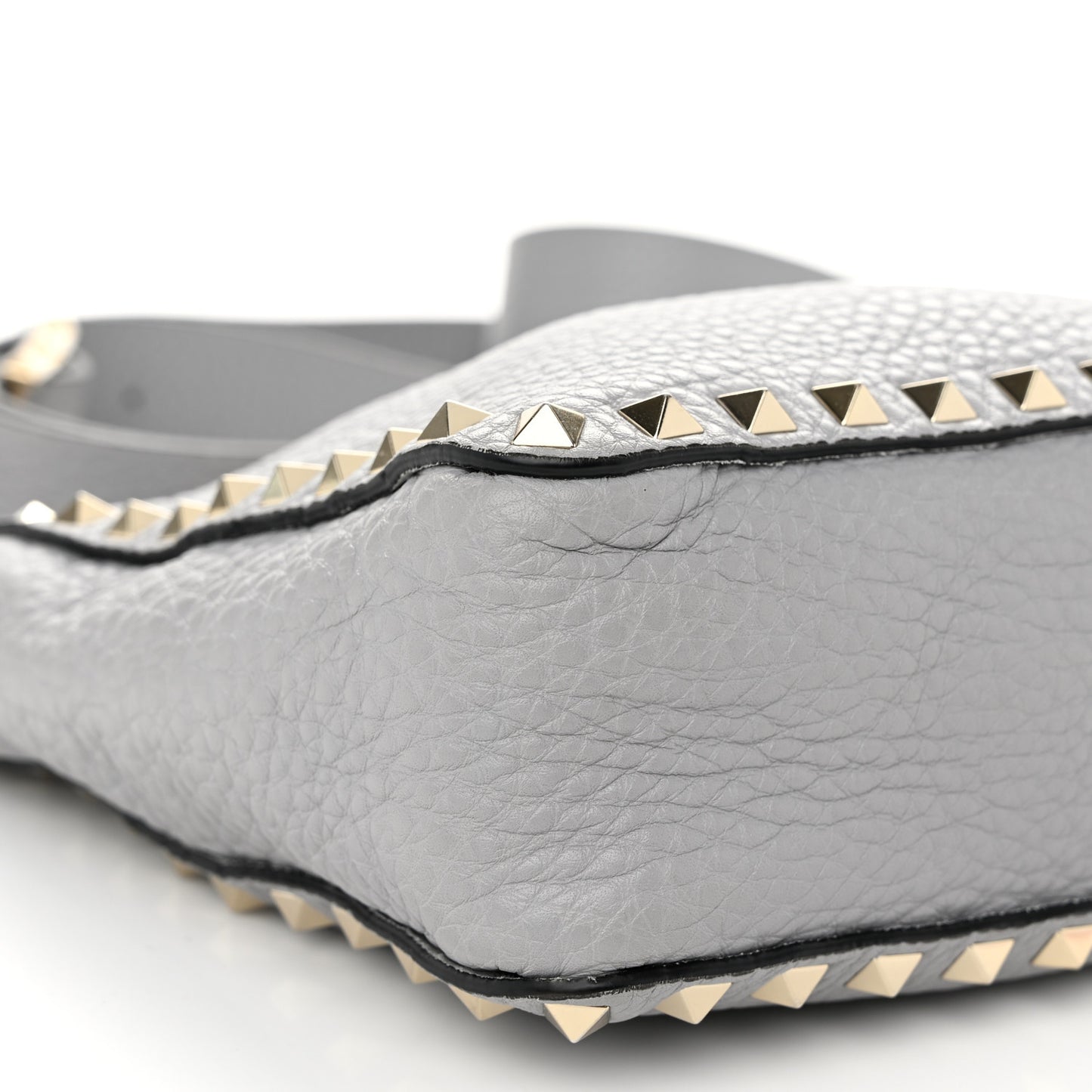 Pebbled Calfskin Mini Rockstud Flip-Lock Messenger Bag Pastel Grey