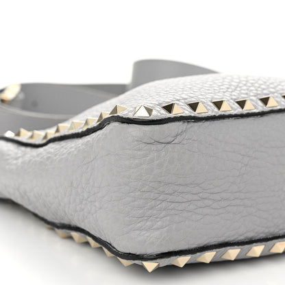 Valentino Garavani Pebbled Calfskin Mini Rockstud Flip-Lock Messenger Bag Pastel Grey 8 of 11