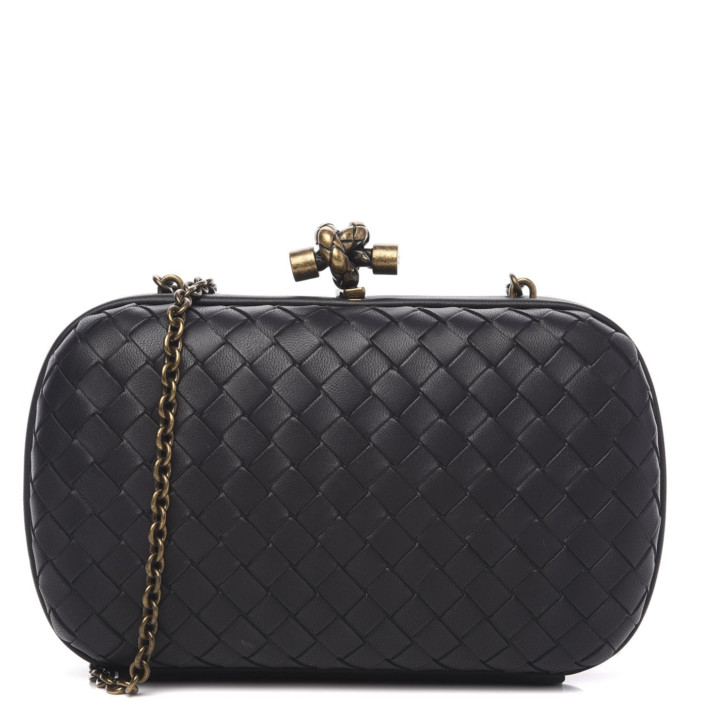 Bottega Veneta Nappa Intrecciato Chain Knot Clutch Black 1 of 8