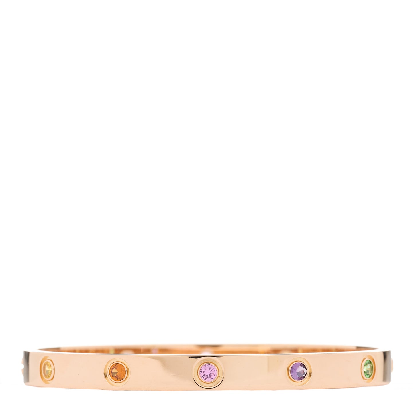 18K Pink Gold Sapphire Garnet Amethyst LOVE Bracelet 17