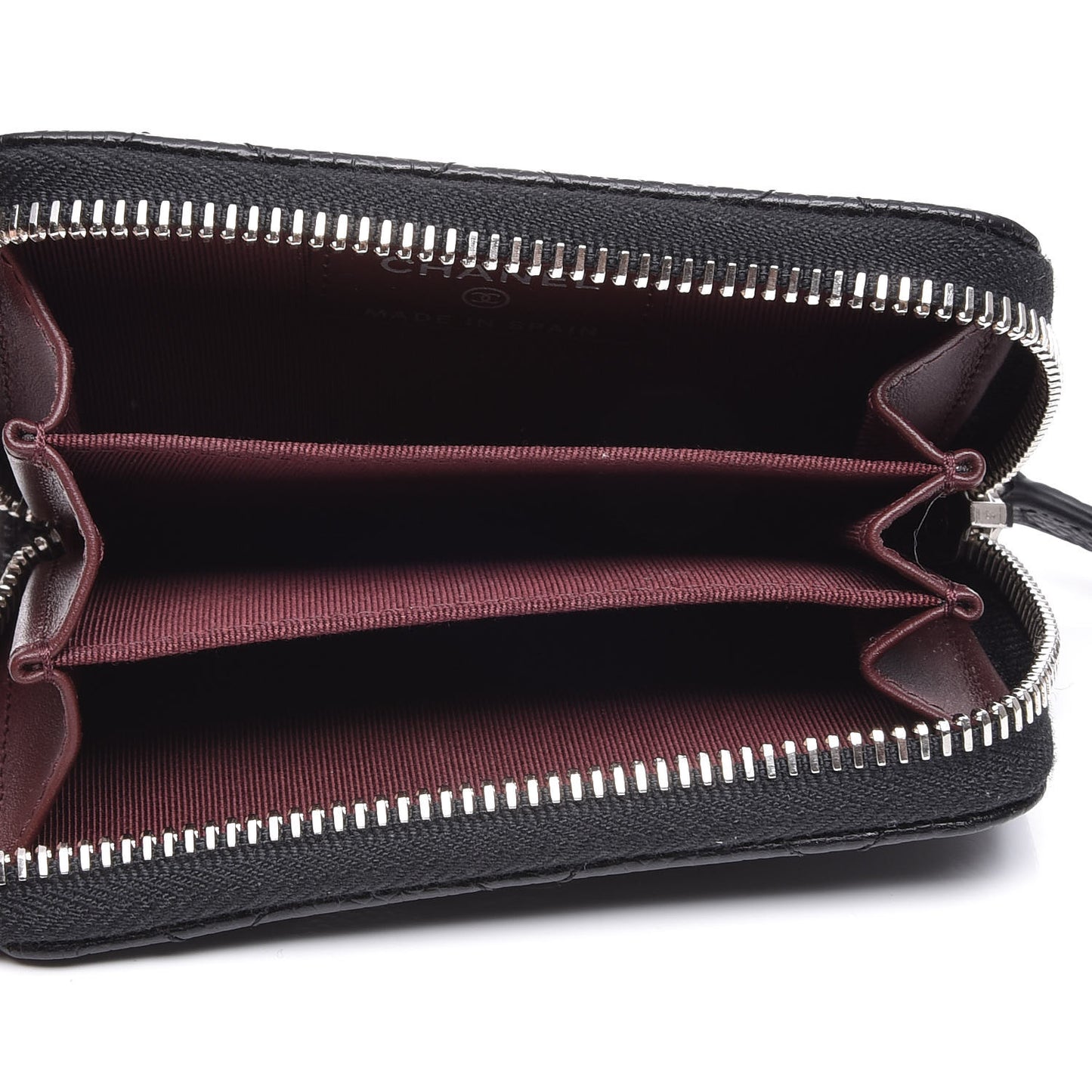 Caviar Quilted Zip Coin Purse Black