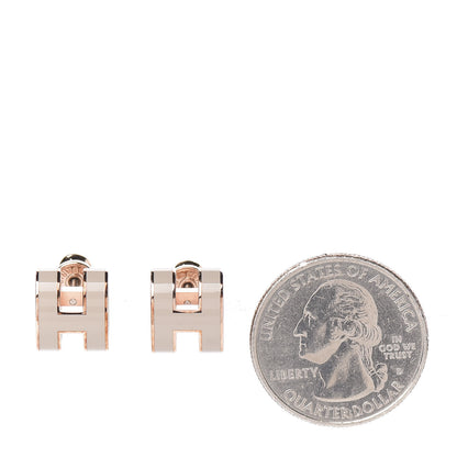 Hermes Rose Gold Lacquered Pop H Earrings Marron Glace 2 of 5