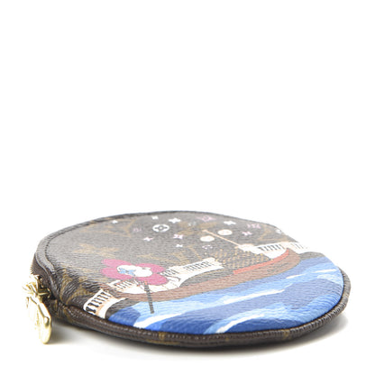 Louis Vuitton Monogram 2019 Christmas Animation Round Coin Purse Blue 4 of 9