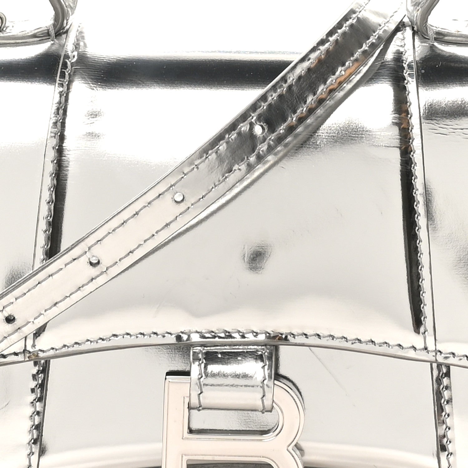 Balenciaga Mirror Calfskin Hourglass Top Handle Bag XS Silver 8 of 10