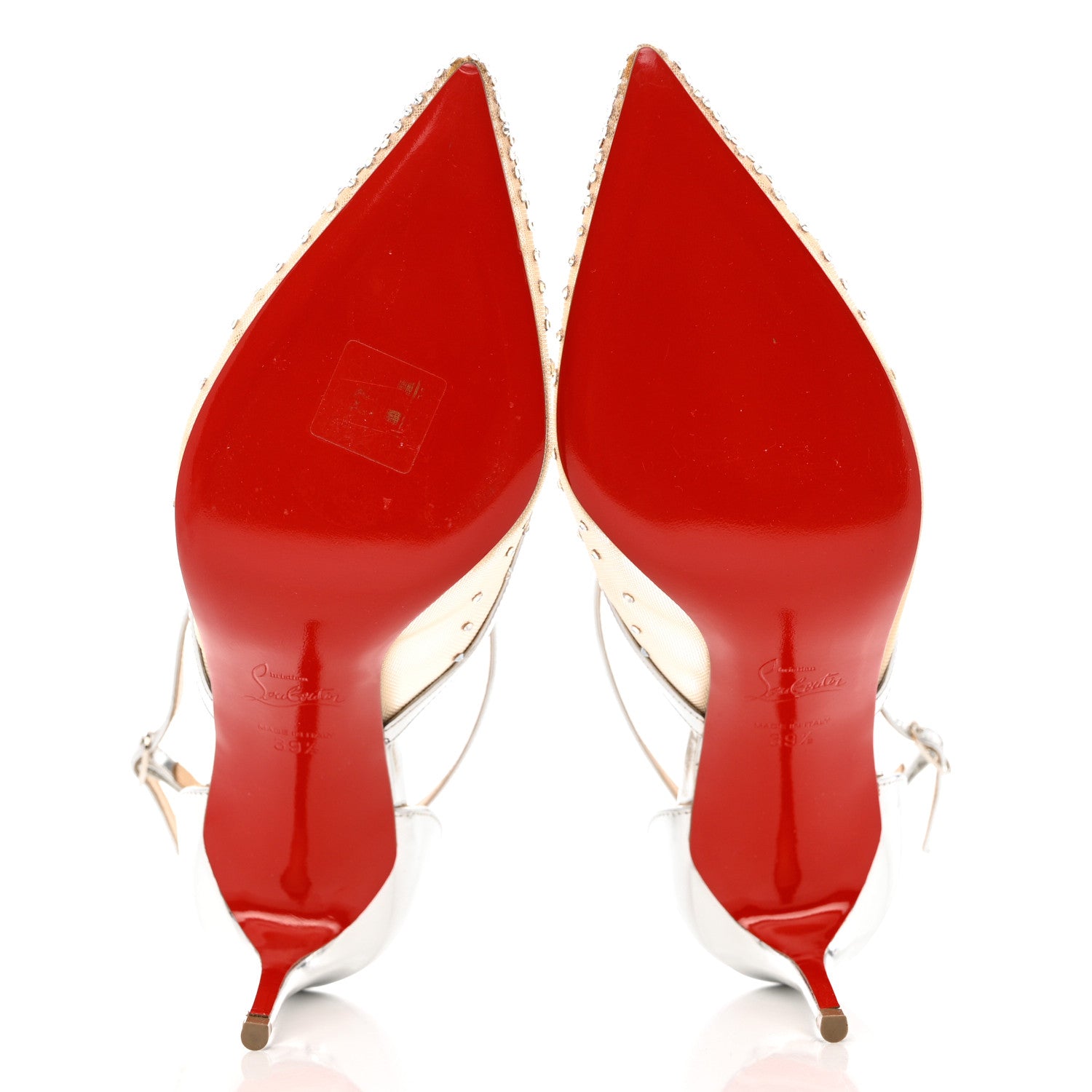 Christian Louboutin Dentelle Jacquard Strass Twistissima 85 Pumps 39.5 Silver 5 of 11