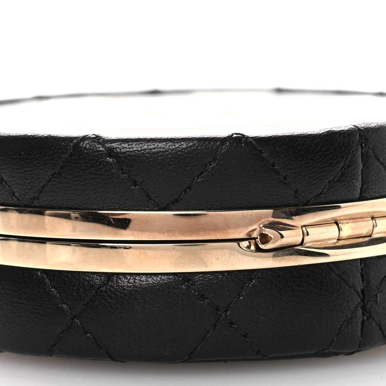 Chanel Lambskin Enamel Quilted Round Poker Chip Clutch With Chain Black White 10 of 12