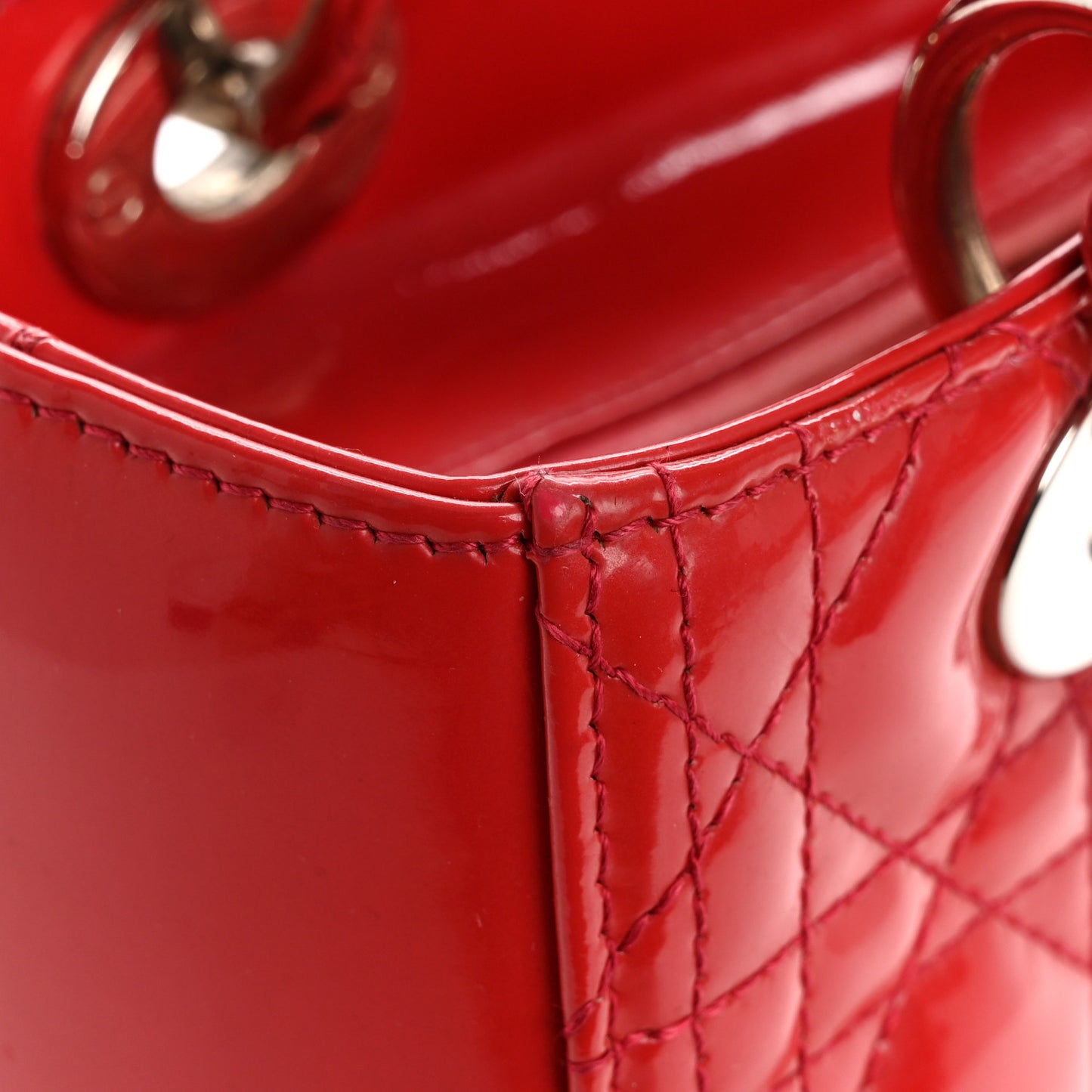 Patent Cannage Medium Lady Dior Fuchsia