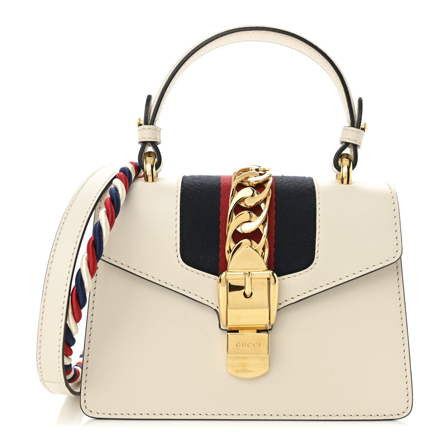 Gucci Calfskin Mini Sylvie Top Handle Bag White 1 of 10