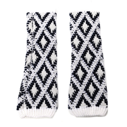Chanel Cashmere Blend CC Fingerless Gloves Beige White Black 2 of 6
