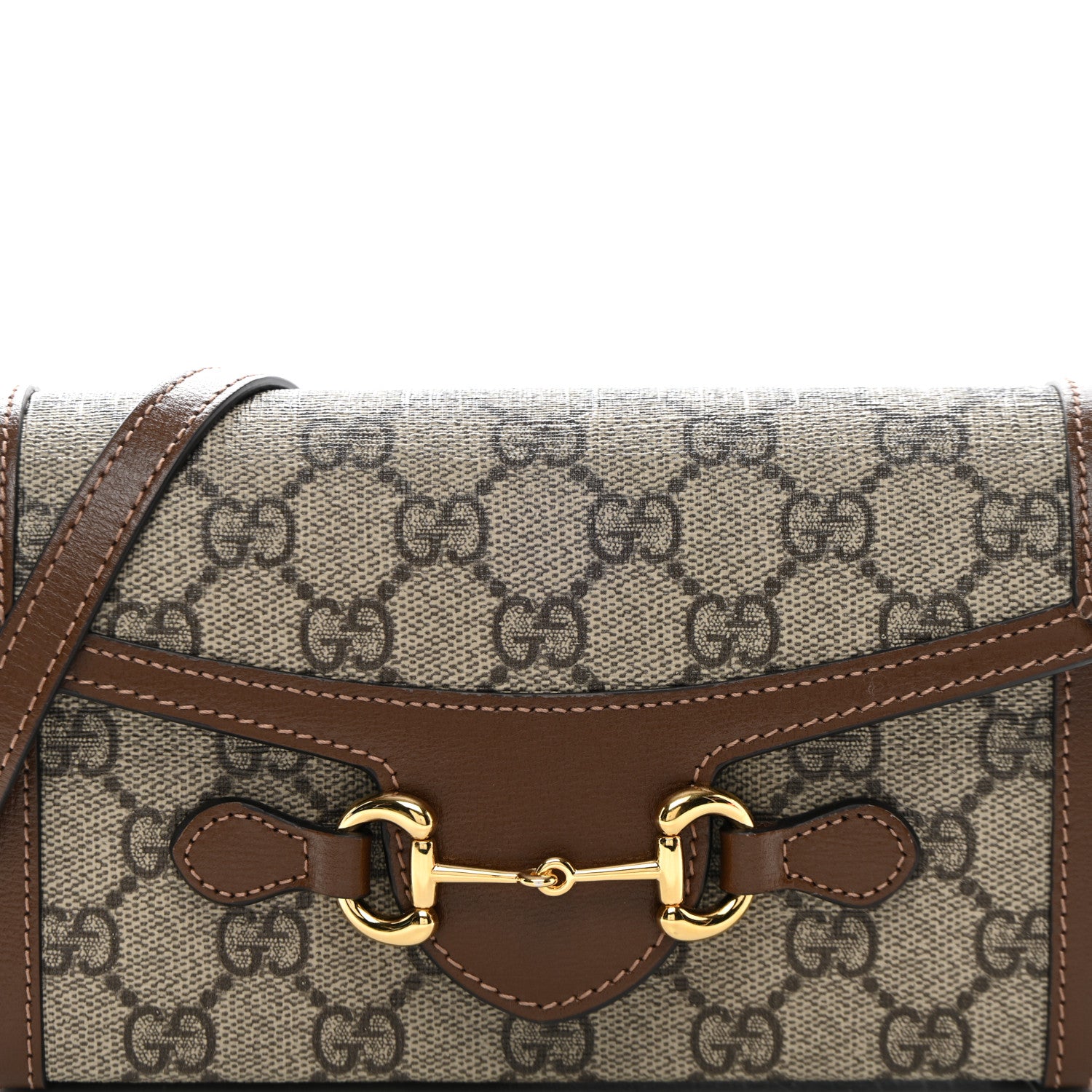 Gucci GG Supreme Monogram Mini Horsebit 1955 Shoulder Bag Beige Brown Sugar 8 of 11
